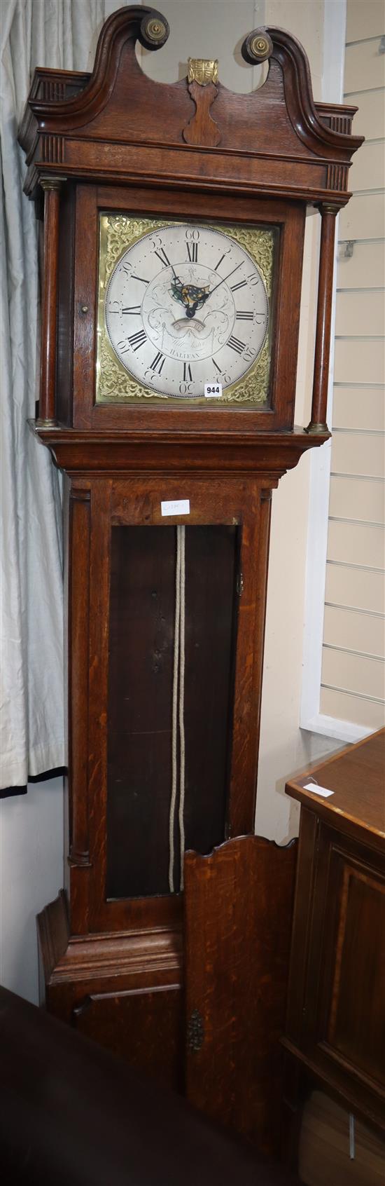 A George III oak thirty hour longcase clock Height 220cm